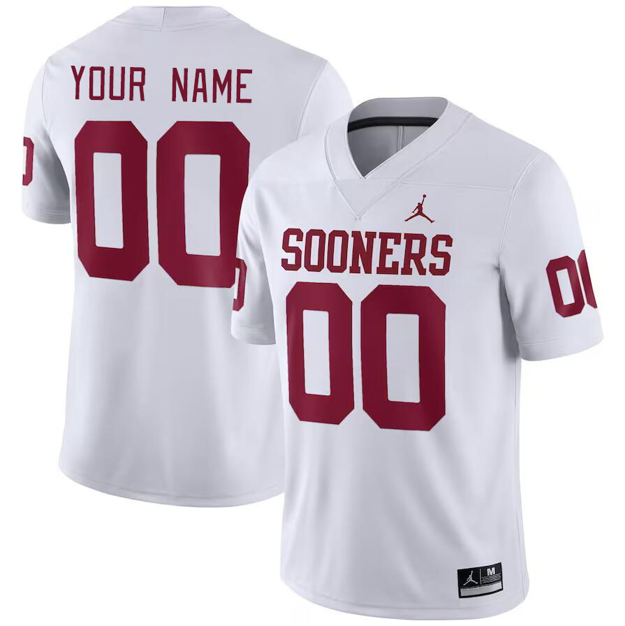 Custom Oklahoma Sooners College Name And Number Football Jerseys Stitched-White - Click Image to Close
